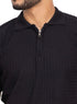 Black Design 01011Knit Polo Neck Zipper - T-Shirt - Khotwh